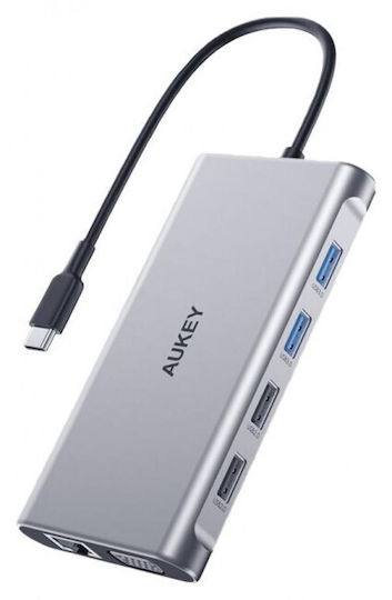 Aukey USB-C / USB-A Docking Station mit 4K PD Ethernet Gray (AIAUKACBC890000)