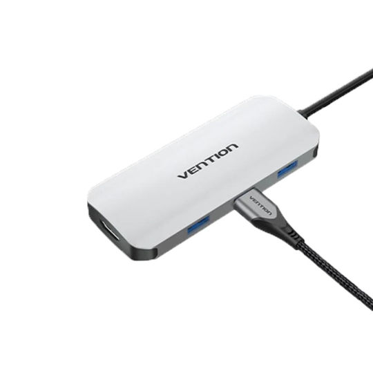 Vention USB-C Stație de andocare cu 4K PD Ethernet Gri (TOJHB)