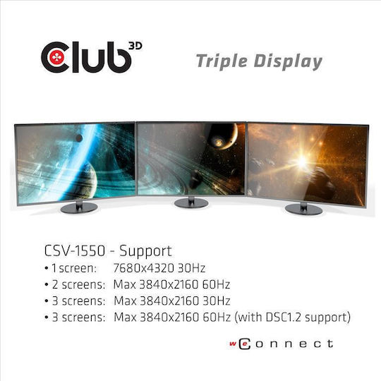 Club3D USB-C Stație de andocare cu DisplayPort Negru (CSV-1550)