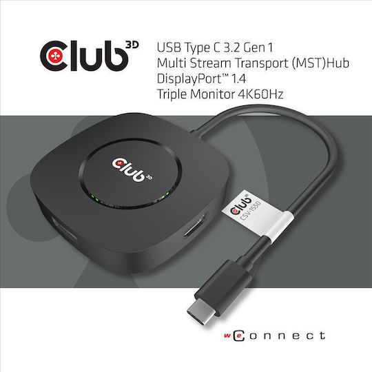 Club3D USB-C Stație de andocare cu DisplayPort Negru (CSV-1550)