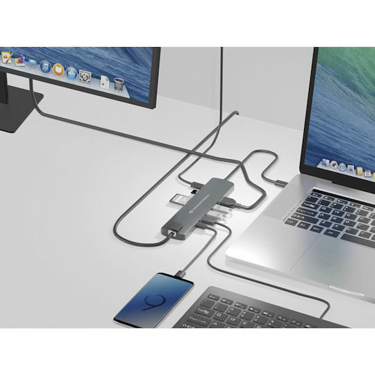 Conceptronic USB-C Docking Station with HDMI 4K PD Ethernet Gray (DONN06G)