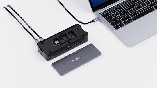 Verbatim CDS-15S USB-C Docking Station με HDMI 4K PD Ethernet και σύνδεση 3 Οθονών Γκρι