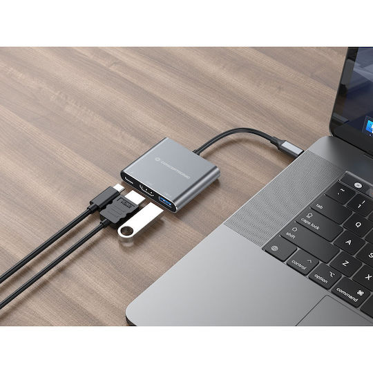 Conceptronic USB-C Docking Station με HDMI 4K PD Γκρι (DONN18G)