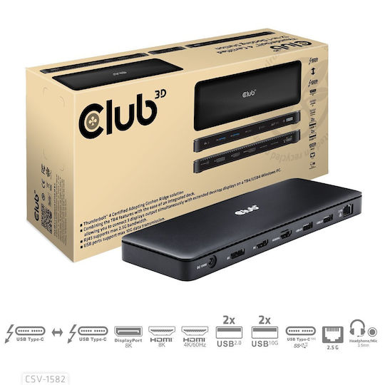 Club3D Thunderbolt 4 Docking Station with HDMI/DisplayPort 4K PD Ethernet (CSV-1582)