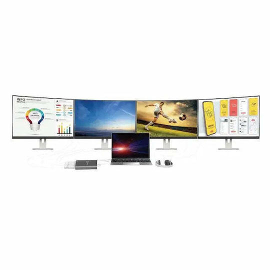 J5 Create USB-C Docking Station με HDMI 4K PD και σύνδεση 4 Οθονών Γκρι (JCA366-N)