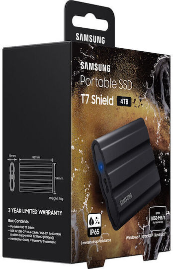Samsung T7 Shield USB-C External 2.5" SSD 4TB Black