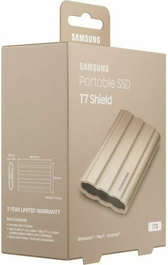 Samsung T7 Shield USB-C External 2.5" SSD 1TB Beige