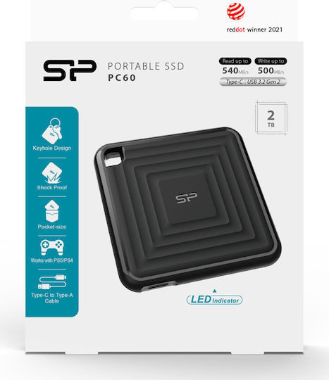 Silicon Power PC60 USB 3.1 / USB-C External 2.5" SSD 2TB Black