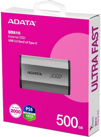 Adata SD810 USB 3.2 External 2.5" SSD 500GB Gray