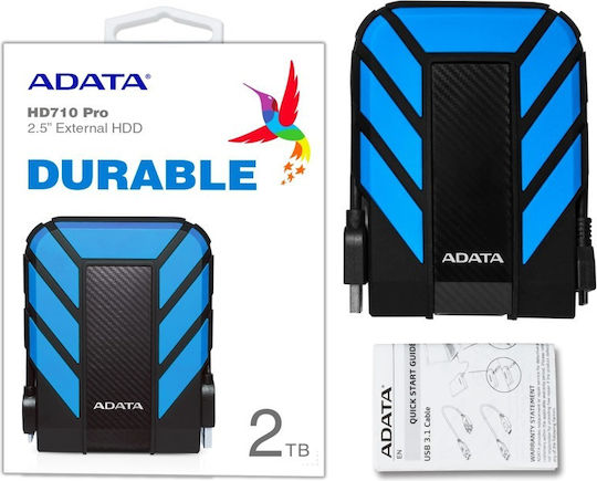 Adata HD710P USB 3.1 External Hard Drive 2TB 2.5 Inch Blue