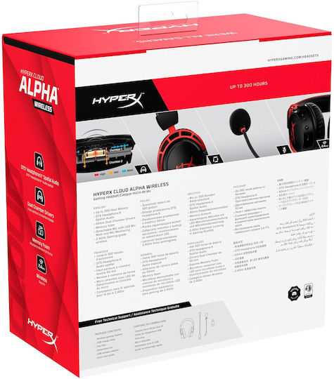 HyperX Cloud Alpha Wireless Over Ear Gaming Headset with USB Connectivity Black/Red