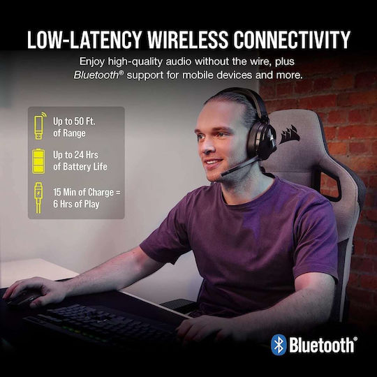 Corsair HS55 Wireless Core Over Ear Gaming Headset with Bluetooth Connectivity for PC / PS4 / PS5