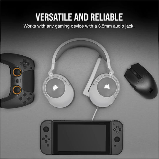 Corsair HS55 Stereo Over Ear Gaming Headset με σύνδεση 3.5mm Λευκό