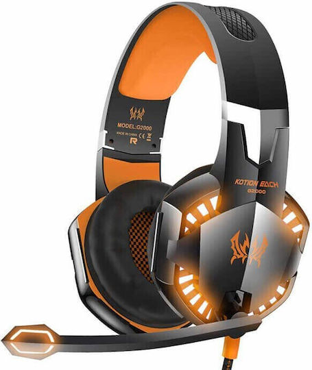 Kotion Each G2000 Over Ear Gaming Headset with Connection 3.5mm / USB Orange