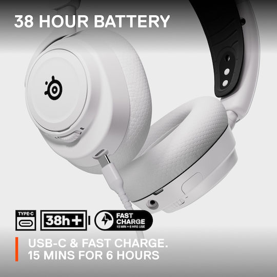 SteelSeries Arctis Nova 7X Wireless Over Ear Gaming Headset with Bluetooth and USB Connectivity White for PC