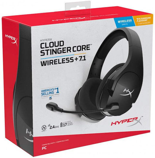 HyperX Cloud Stinger Wireless 7.1 Надушници Геймърски слушалки с връзка 2x3,5 мм / 3,5 мм Черен
