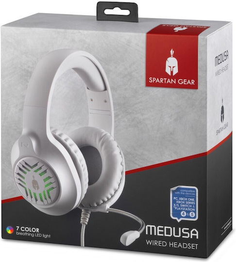 Spartan Gear Medusa Over Ear Gaming Headset με σύνδεση 3.5mm White/Grey