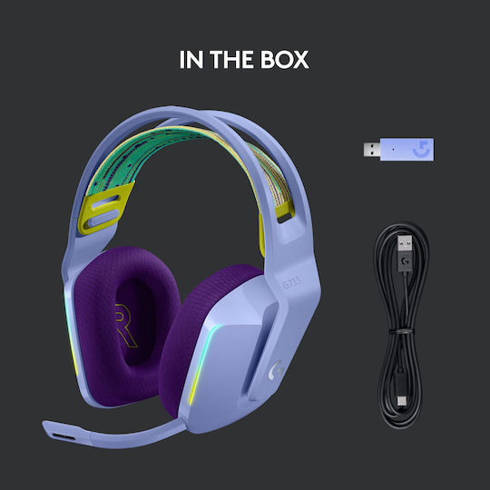 Logitech G733 Wireless Over Ear Gaming Headset with Connection USB Lilac