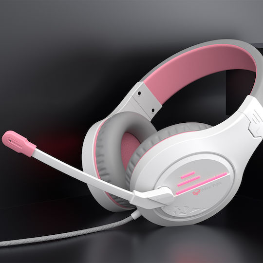 Meetion HP021 Over Ear Gaming Headset with Connection 3.5mm / USB White/Pink