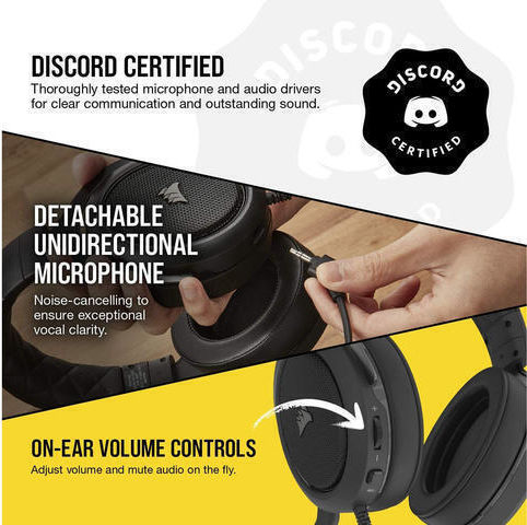 Corsair HS55 Stereo Over Ear Gaming Headset with Connection 3.5mm Carbon