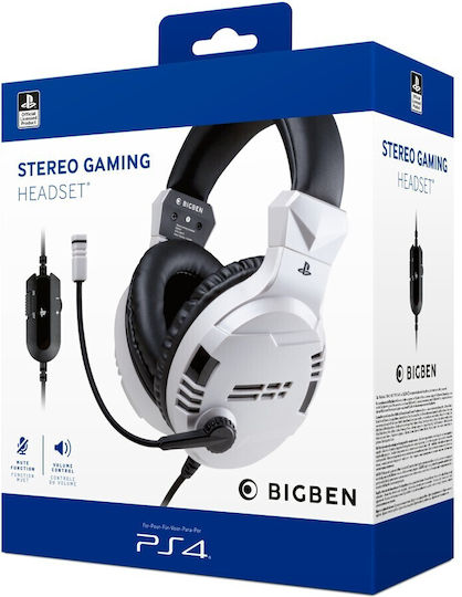 Bigben Interactive Interactive V3.0 Over Ear Gaming Headset με σύνδεση 3.5mm Λευκό