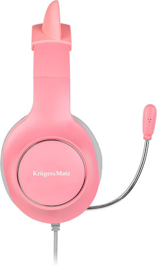 Kruger & Matz Kids Over Ear Gaming Headset με σύνδεση 2x3.5mm / USB Ροζ