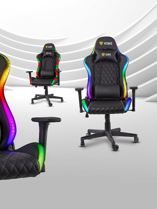 Yenkee YGC 300RGB Gaming Stuhl mit verstellbaren Armlehnen und RGB Beleuchtung Schwarz