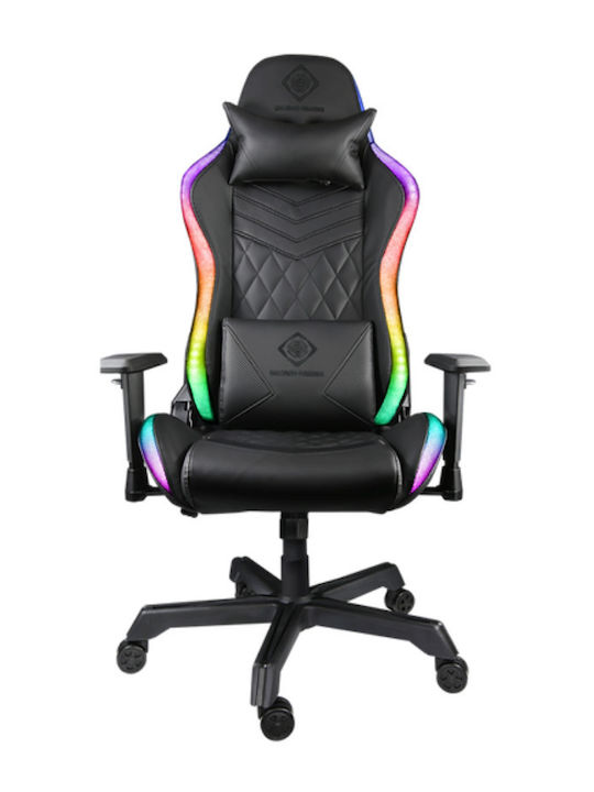 Deltaco RGB Line GAM-080 Καρέκλα Gaming Δερματίνης με Ρυθμιζόμενα Μπράτσα και RGB Φωτισμό Μαύρη
