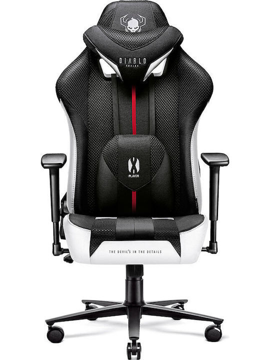 Diablo X-Player 2.0 Normal Size Υφασμάτινη Καρέκλα Gaming με Ρυθμιζόμενα Μπράτσα Μαύρο / Λευκό