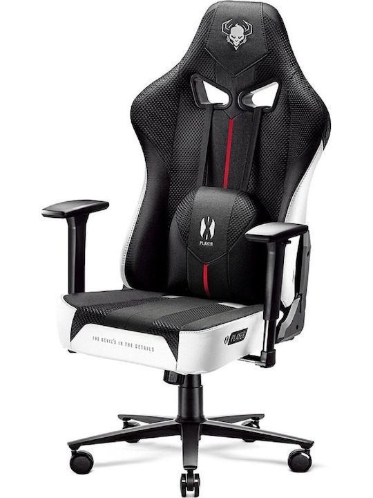 Diablo X-Player 2.0 Normal Size Υφασμάτινη Καρέκλα Gaming με Ρυθμιζόμενα Μπράτσα Μαύρο / Λευκό