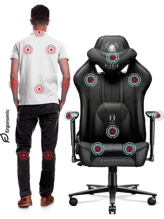 Diablo X-Player 2.0 Normal Size Καρέκλα Gaming Δερματίνης με Ρυθμιζόμενα Μπράτσα Μαύρη