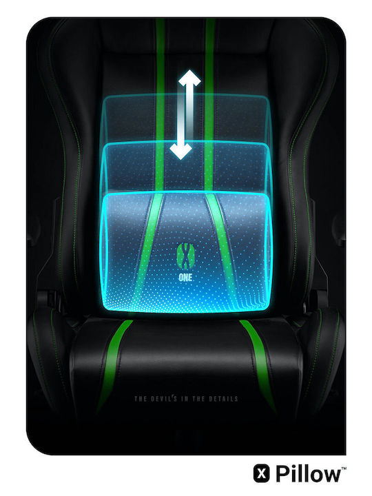 Diablo X-One 2.0 Normal Size Artificial Leather Gaming Chair with Adjustable Arms Black / Green