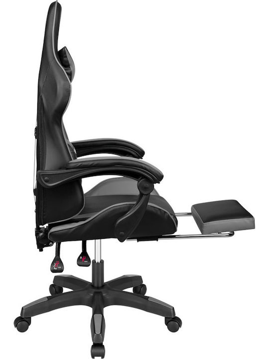 Kruger & Matz Warrior GX-150 Artificial Leather Gaming Chair with Footrest Gray