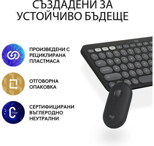 Logitech Pebble 2 Wireless Keyboard & Mouse Set English US