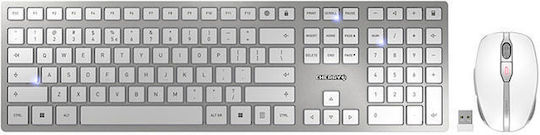 Cherry DW 9100 Ασύρματο Bluetooth Σετ Πληκτρολόγιο & Ποντίκι Αγγλικό US White/Silver