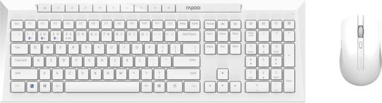 Rapoo 8210M Kabellos Bluetooth Tastatur & Maus Set Internationales Englisch Weiß