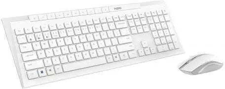 Rapoo 8210M Kabellos Bluetooth Tastatur & Maus Set Internationales Englisch Weiß