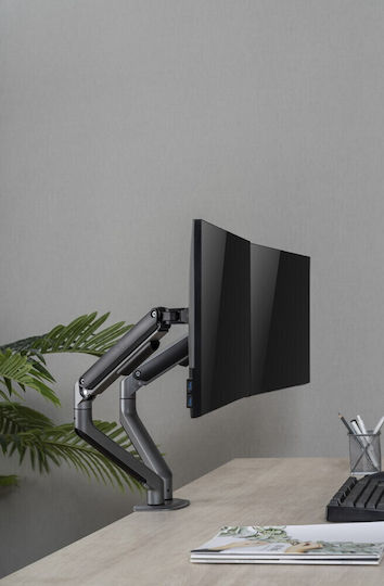 Gembird Stand Desk Mounted for 2 Monitors up to 32" with Arm Gray (MA-DA2-05)