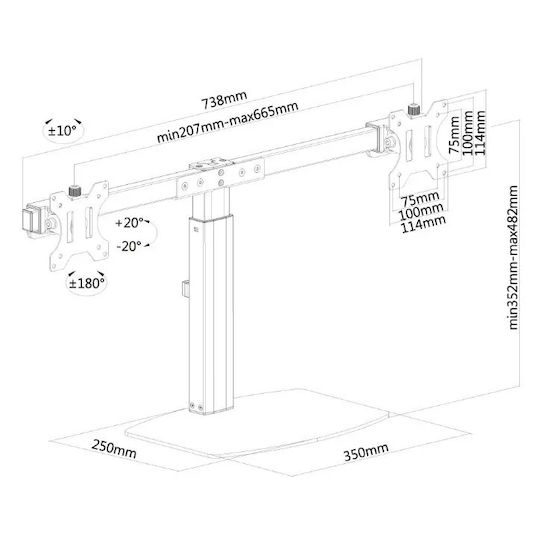 Newstar Desktop Stand for 2 Monitors up to 27" (FPMA-D865DBLACK)