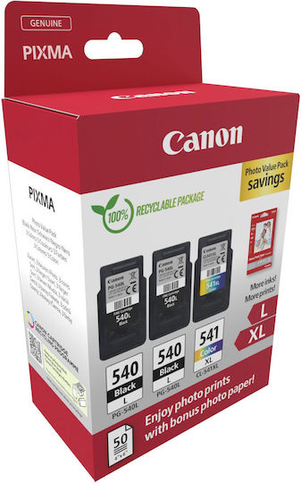 Canon PG-540Lx2/CL-541XL Original Photo Value Pack mit 3 InkJet Druckerpatronen Schwarz / Mehrere (Farbe) (5224B015)