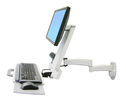 Ergotron 200 Series Wall Mounted Stand Monitor up to 24" with Arm White