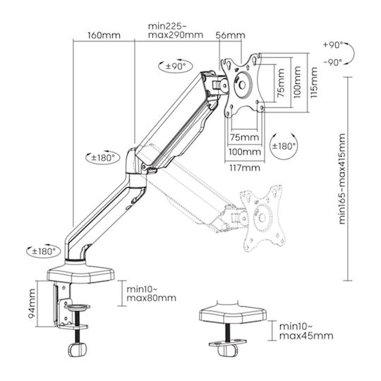 Sbox Βάση Γραφείου Οθόνης έως 32" (LCD-S012-2)