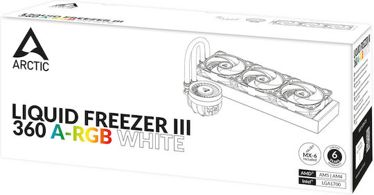 Arctic Liquid Freezer III 360 A-RGB Охлаждане AIO CPU с 3 Вентилатора 120мм Бял