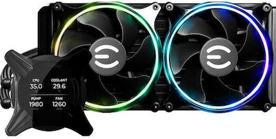 EVGA CLCx 280mm Wasserkühlung für Prozessor Doppelter Ventilator 140mm für Sockel AM4/AM5/1700/1200/115x mit ARGB Beleuchtung