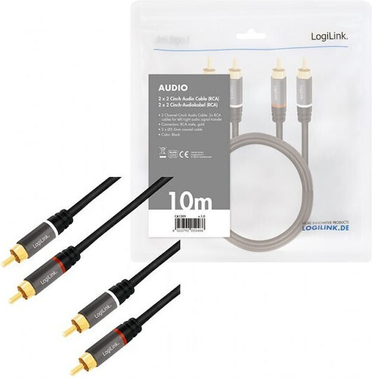 LogiLink Cable 2x RCA male - 2x RCA male 10m CA1209