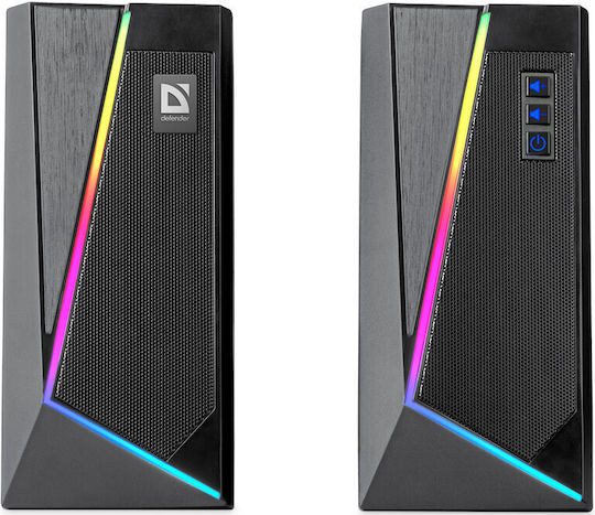 Defender Solar 3 Ασύρματα Ηχεία Υπολογιστή 2.0 με RGB Φωτισμό και Bluetooth Ισχύος 10W σε Μαύρο Χρώμα