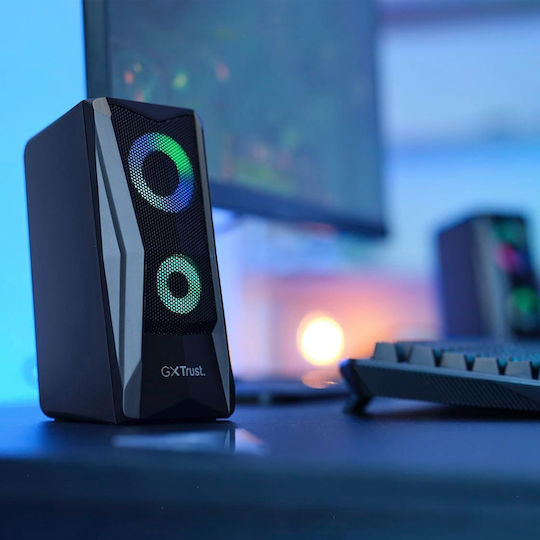 Trust GXT 606 JAVV Ηχεία Υπολογιστή 2.0 με RGB Φωτισμό και Ισχύ 6W Μαύρα