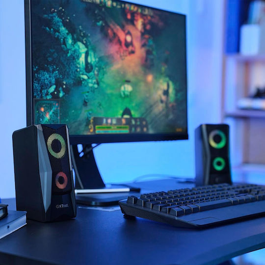 Trust GXT 606 JAVV Ηχεία Υπολογιστή 2.0 με RGB Φωτισμό και Ισχύ 6W Μαύρα
