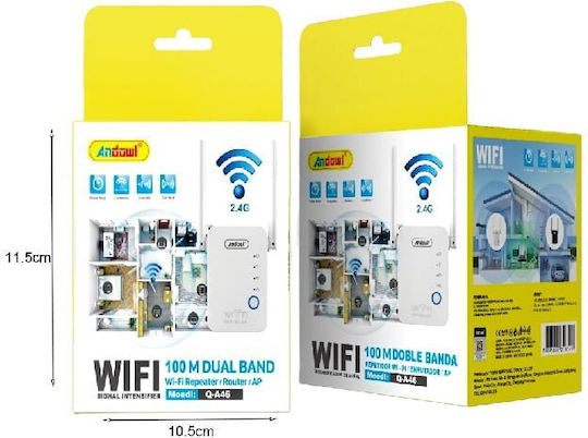 Andowl Q-A46 Wi-Fi Extender Single Band (2.4GHz) 300 Mbps with 2 Ethernet Ports