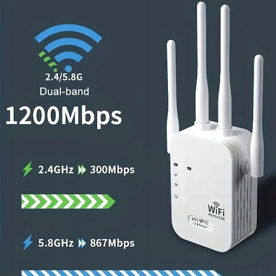 EL142-1200M Удължител на WiFi Двулентов (2.4 и 5GHz) 1200Mbps с 2 Ethernet